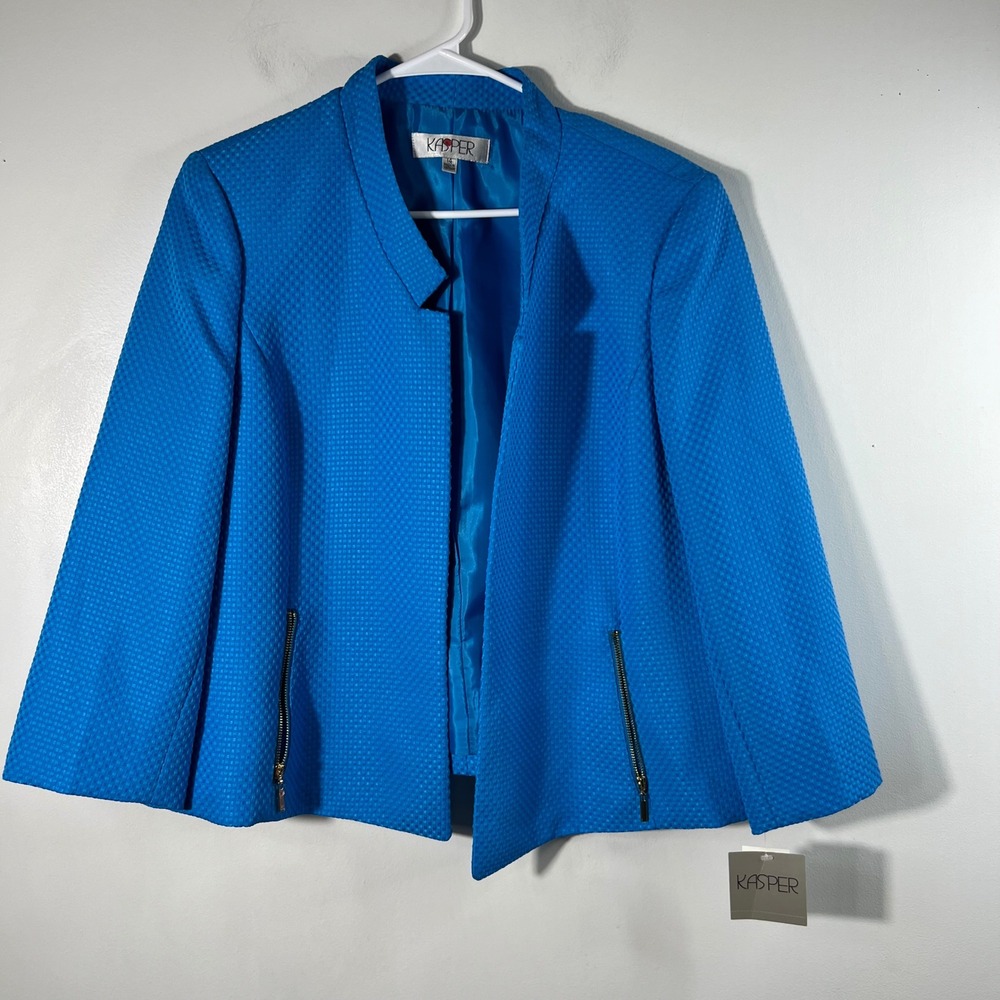 Kasper Texture Jacket Turquoise NWT 14 Surf Ocean Drive msrp 99